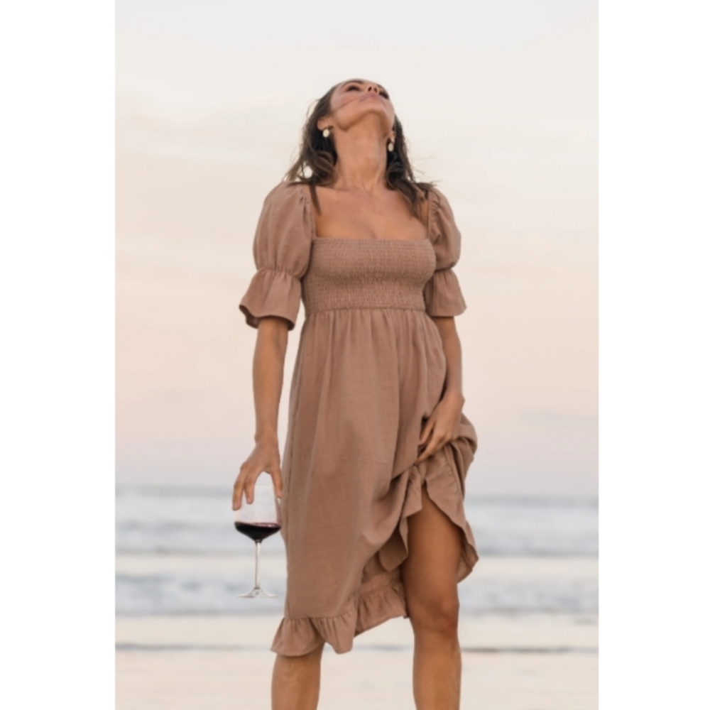 Girl and the Sun Soliel Midi Dress Brown Size L